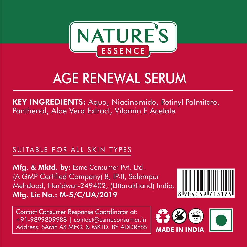 NATURES ESSENCE 0.3% Pro-Retinol Age Renewal Serum | Anti-Ageing Face Serum For Women's | Reduces Fine Lines & Wrinkles, 30Ml