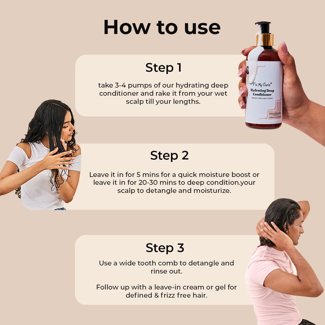 Fix My Curls 3-in-1 Deep Conditioner for Intense Moisture| Curl Enhancer & Activator| Hair Repair With Mango Butter & Honey| Silicone-Free, Sulphate-Free, Suitable for All Hair Types (100ml)