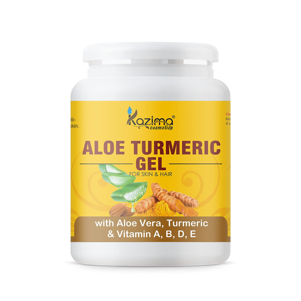 KAZIMA Aloe Turmeric Gel for Face and Body, 500gm | with Multivitamins, Turmeric and Pure Aloe Vera for Soothing, Hydrating, & Moisturizing | Brightening Gel for Dark Spots and Hyperpigmentation