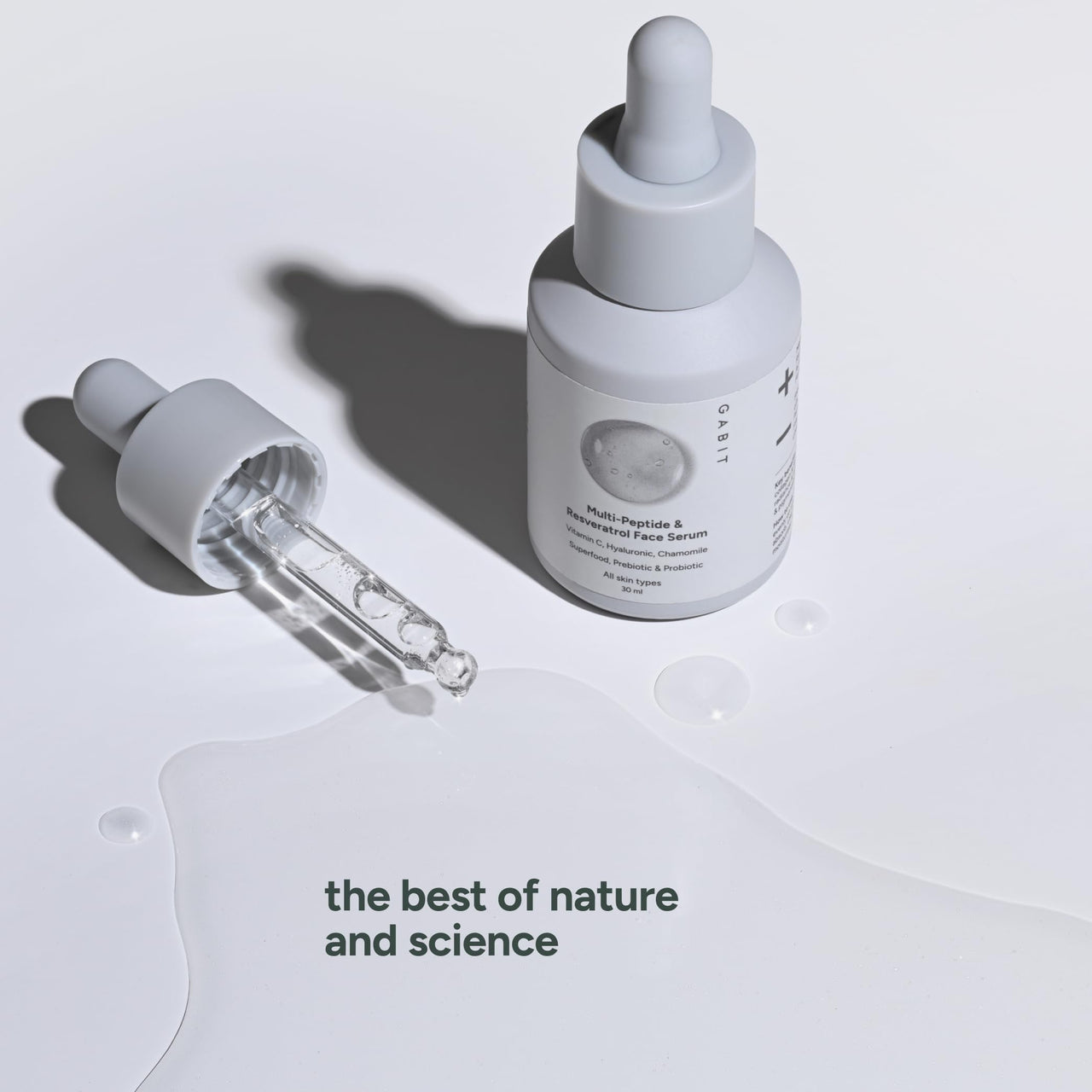 Gabit Multi-Peptide & Resveratrol Pro-ageing Serum For Wrinkles, Fine Lines, Dark Spots | Boosts Collagen | Normal, Oily, Dry, Sensitive Skin Types |Vit-C, Hyaluronic, Chamomile |For Women & Men, 30 ml