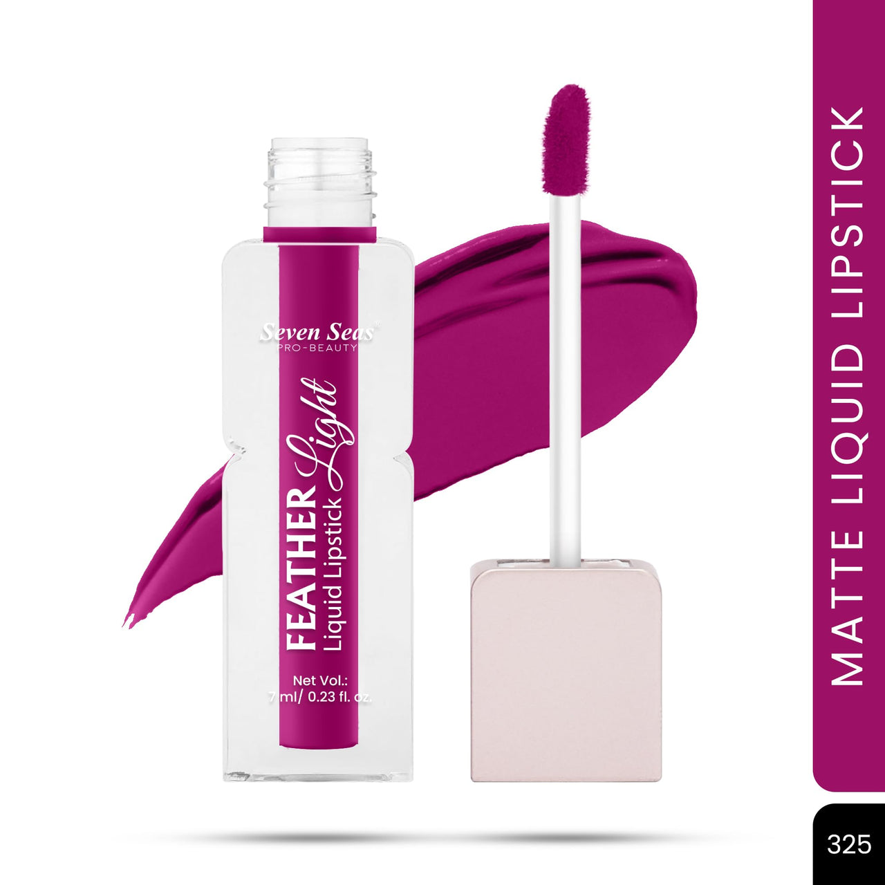Seven Seas Feather Light Liquid Lipstick | Matte Finish Liquid Lipstick | Long Lasting | Non Transfer | One Coat Application | Stay Upto 12 Hours (325, 6ml)