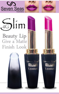 Seven Seas Cosmetics Makeup 4g Matte Lipstick Non Transfer Kiss proff Combo Set of 2 Color (violet l pink)