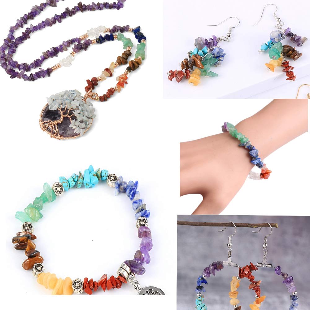 Chip Stone Beads Turquoise 5-8mm About 400 Pieces Irregular Gemstones Healing Crystal Loose Rocks Bead Hole Drilled DIY for Bracelet Jewelry Making Crafting (5-8mm, Turquoise)
