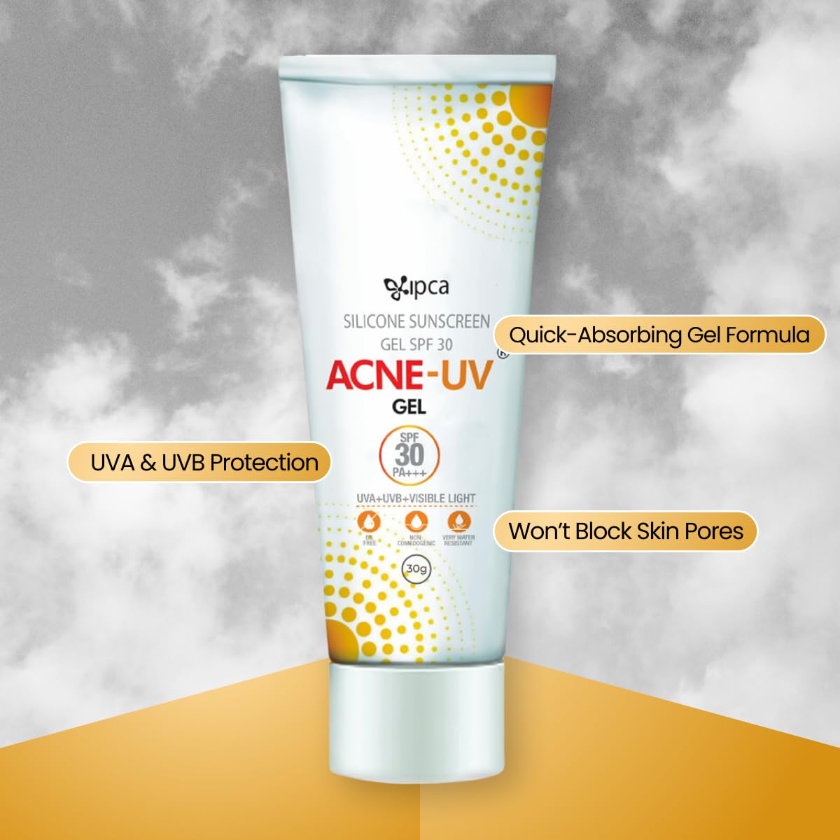 ACNE-UV Gel Sunscreen SPF 30 PA+++ | 30g Sunscreen for Oily Skin Women & Men | Non-Comedogenic Silicone Gel | Visible Light Protection | Water Resistant | Suitable for All Skin Types