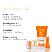 VLCC Clinic Skin Clarifying De-Tan Face Wash - 150ml | Anti-Tan Face Wash | Glycolic Acid & Vitamin C Facewash | Anti-Blemish Properties, Targets Dead Skin Cells and Pigmentation