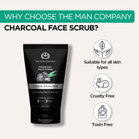 The Man Company Charcoal Tan Removal Face Scrub for Glowing Skin | Anti Acne, Blackhead Remover for Oily Skin (100 g (Pack of 1))