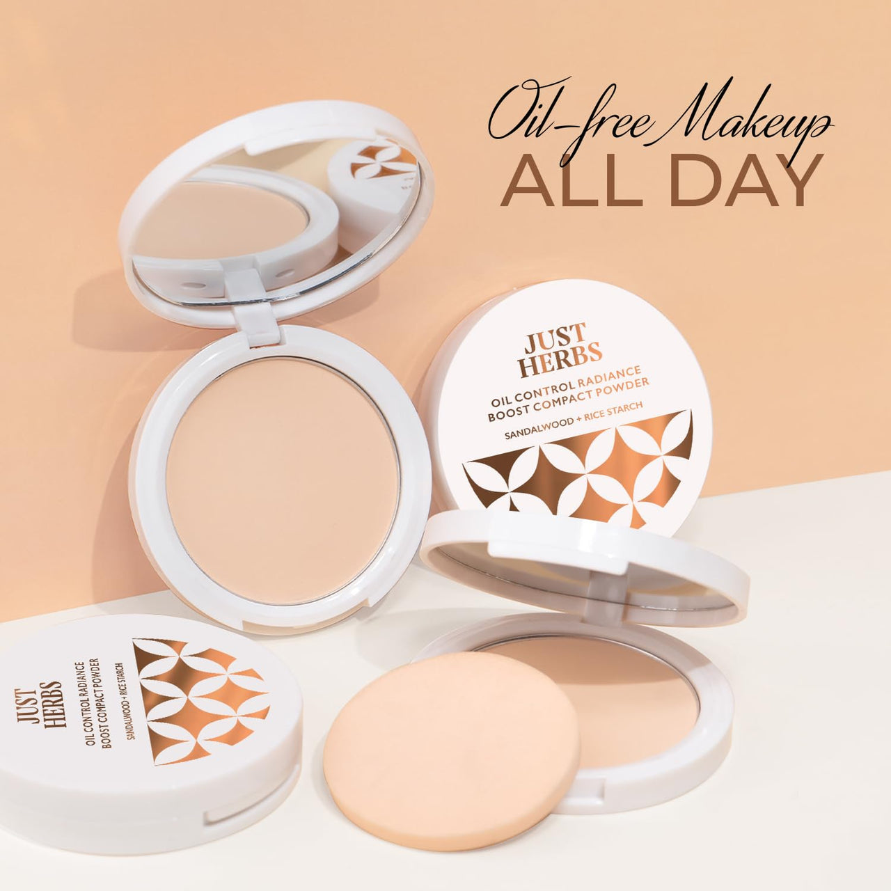 Just Herbs Oil Control Radiance Booster Age Defying Compact Powder for face Makeup 9g (Copper)