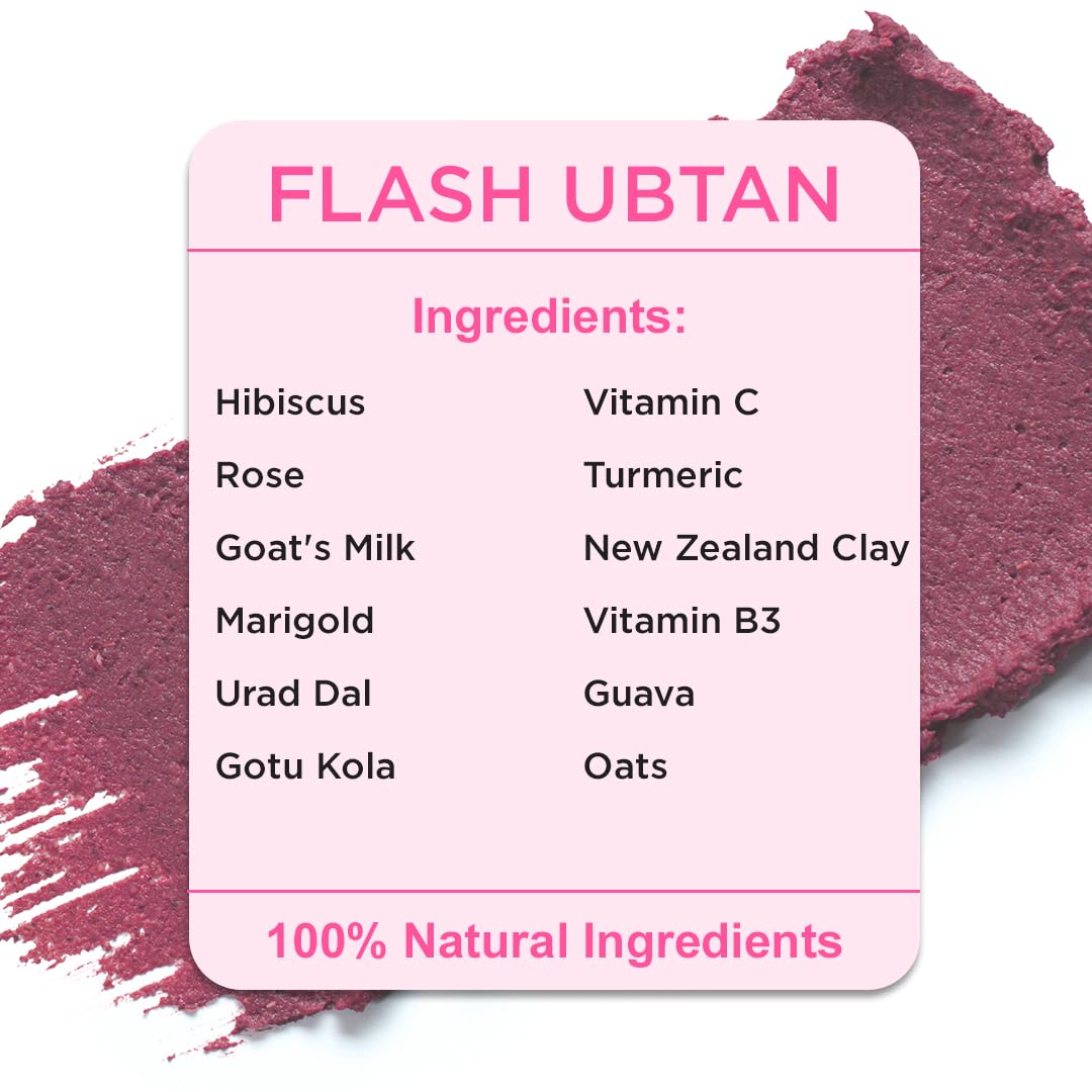 Light Up Flash Face & Body Brightening Ubtan - 3 Minute Facial,Goat's Milk,Marigold,Hibiscus,Rose,Guava & Vitamin C: Instant Glow,Tan Removal,Gentle Exfoliation,Natural Radiance,Bridal - 50 gm Scrub