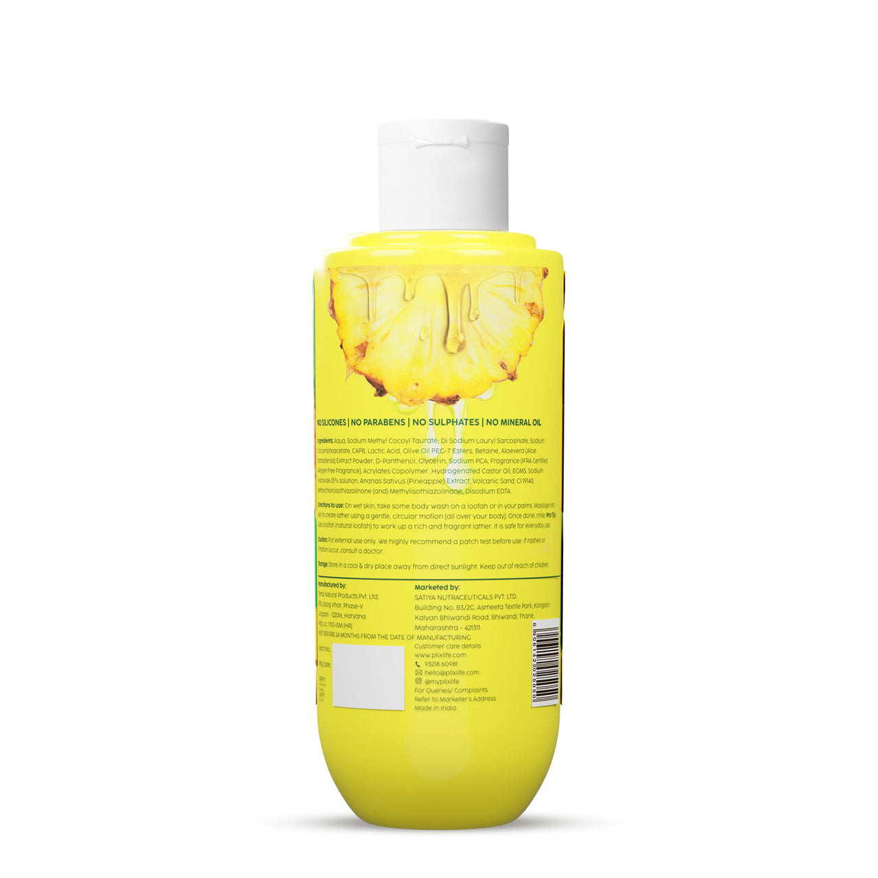 PLIX - THE PLANT FIX Pineapple 5% Lactic Acid Exfoliating Body Wash For All Skin Types | Paraben-Free Shower Gel | For Dry, Rough & Strawberry Skin | 236 ml Pack of 2