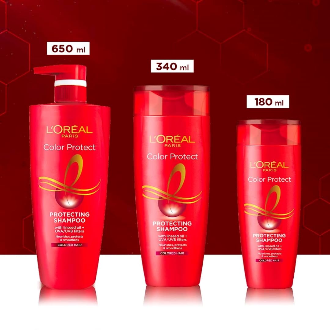 L'Oreal Paris Shampoo, Vibrant & Revived Colour, For Colour-treated Hair, Protects from UVA & UVB, Colour Protect, 650ml