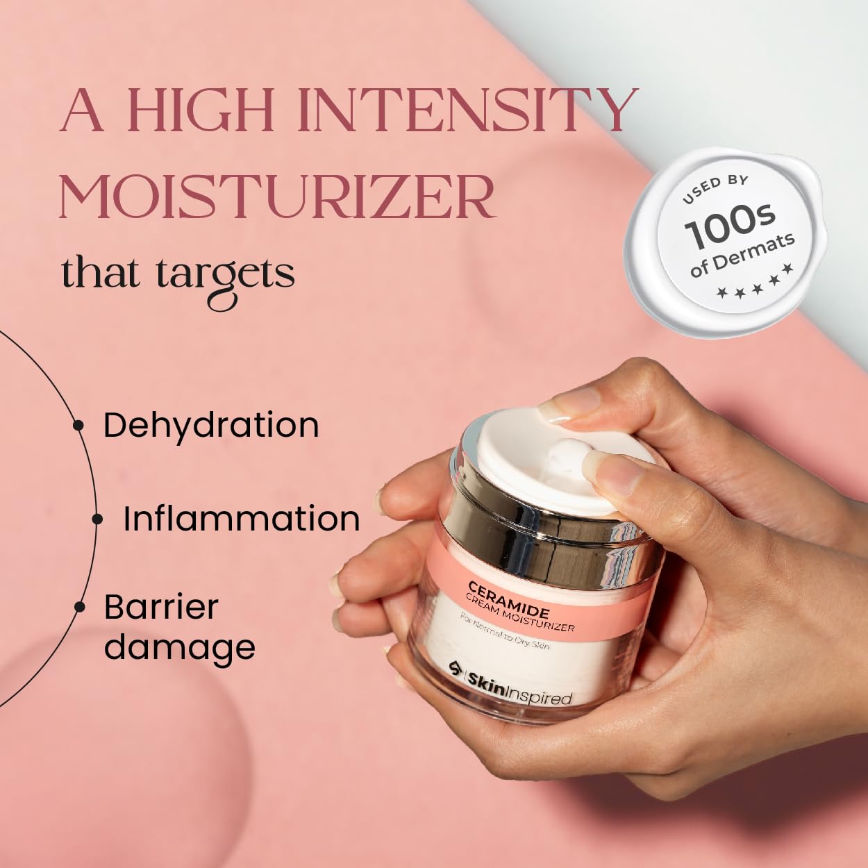 SkinInspired Ceramide Moisturizer Cream, For Inflammation, Barrier Repair | Long Lasting Hydration | Face Moisturiser For Normal to Dry Skin & Moisturizing Cream For Women & Men (50g)