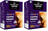 Colombian Brew 3 in 1 Assorted Instant Coffee Premix Cappuccino, Nutty Hazelnut, Vanilla Caramel, Double Choco Mocha,2 in 1 Strong, 2 Sachet per flavour (Pack of 2)