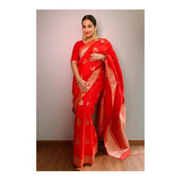 Avantika Fashion Women's  Kanjivaram Soft Pure Lichi Silk Banarasi Saree With Blouse Piece