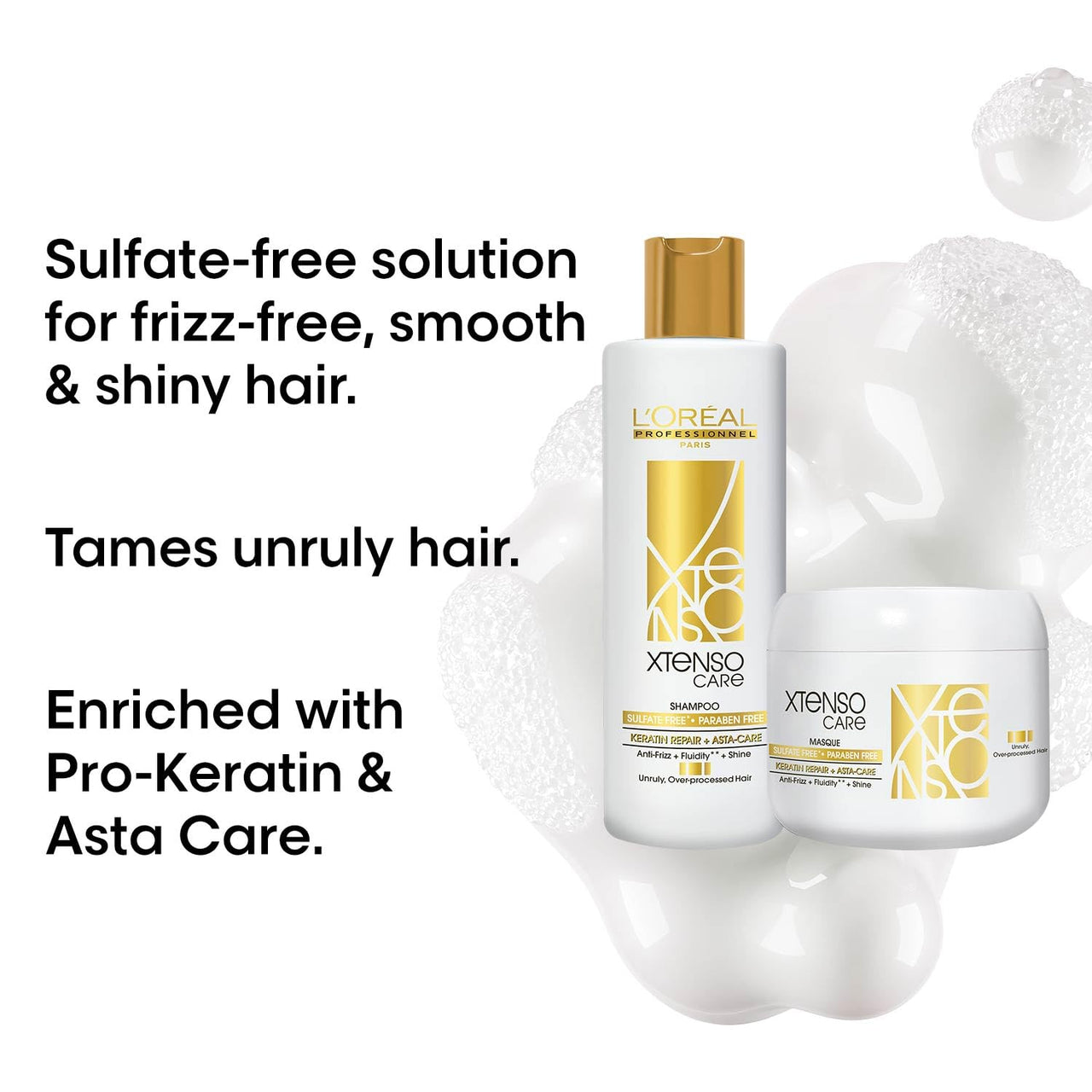 L'OREAL PROFESSIONNEL PARIS Xtenso Care Sulfate-Free* Shampoo 250Ml And Hair Masque 200Ml Combo For All Hair Types (Pack Of 2)