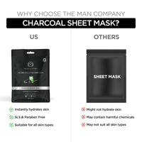 The Man Company Charcoal Face Sheet Mask - 25 ml (Pack of 3) | Anti-Pollution,Unclog pores