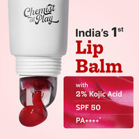 Chemist At Play Cherry Tinted Lip Balm for Dark, Dry, Chapped and Pigmented Lips| Gives 24 hours moisturization| SPF 50 PA+++| Has 2% Kojic Acid, Hyaluronic Acid, ceramides & Peptides| 10gms
