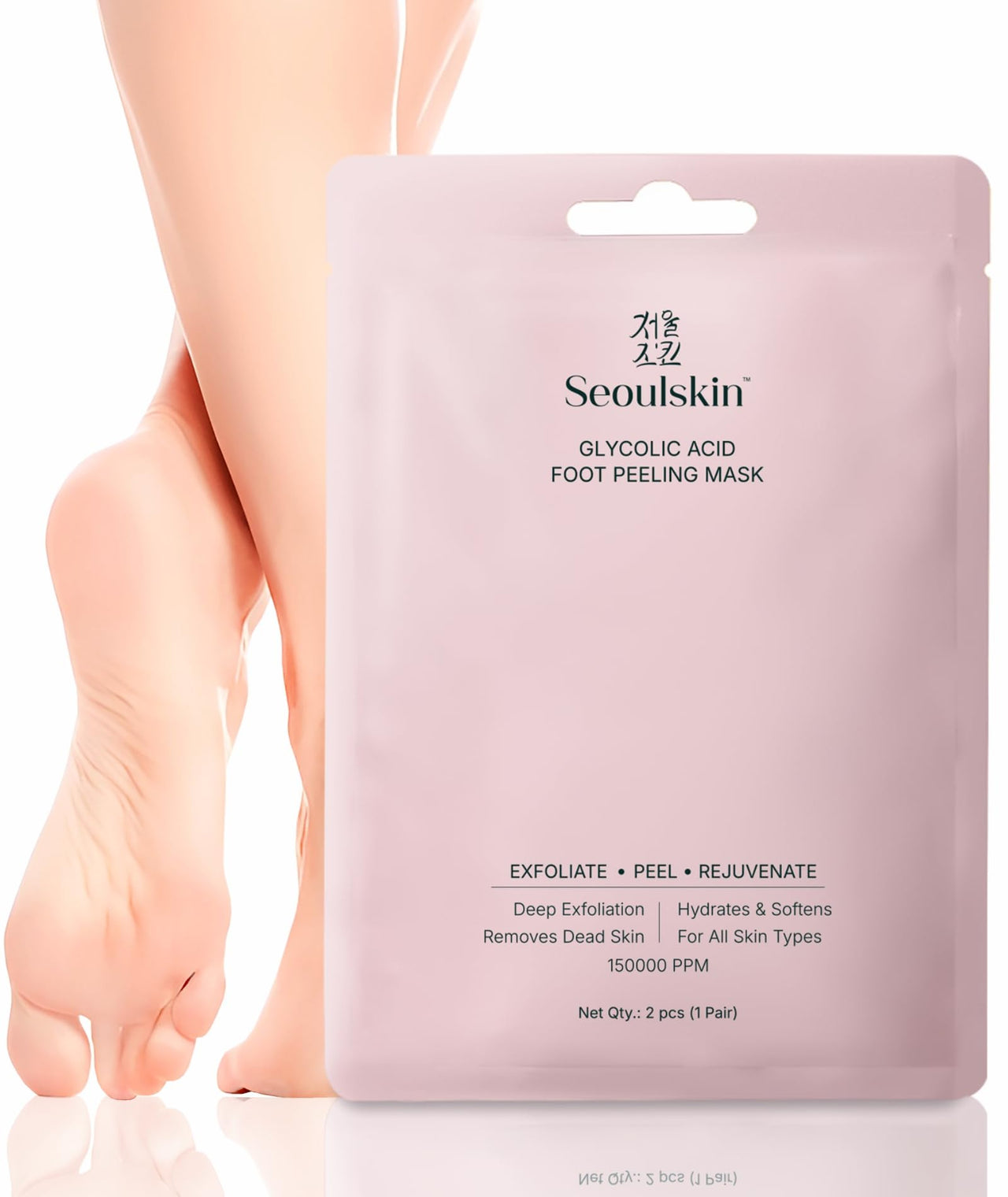 SeoulSkin Glycolic Acid Foot Peeling Mask, 150000 PPM (1 Pair) Korean Peeling & Exfoliating | Deep Exfoliation with Glycolic Acid, Hydrates & Softens, Removes Dead Skin, Cruelty-Free, Vegan, Paraben-Free Foot Peel Off Mask for All Skin Types