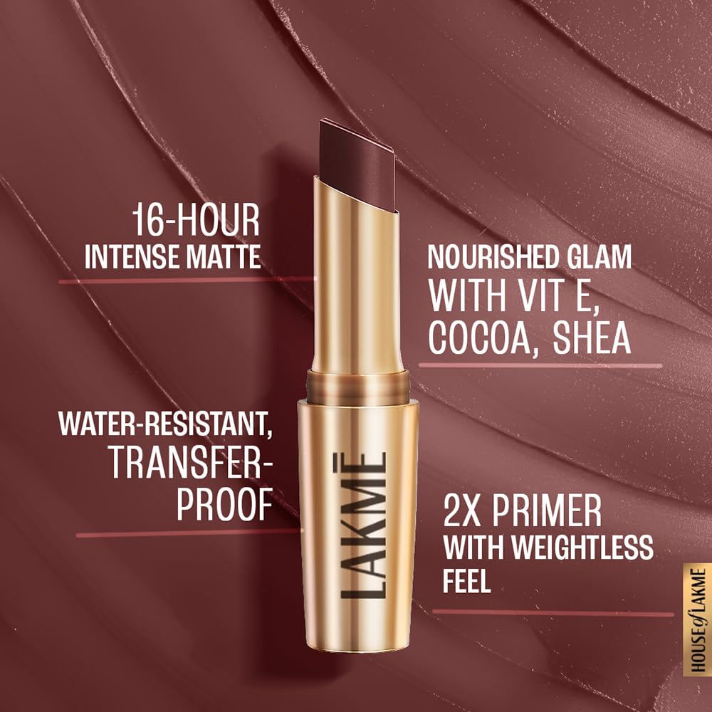 Lakmé 9To5 Primer + Matte Lip Color Mm3 Sangria Weekend, 3.6 G