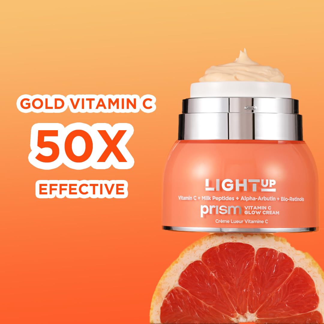 Light Up Beauty Prism Vitamin C Face Cream with Alpha Arbutin and Bio-Retinols | Face Cream for Pigmentation, Ageing and Collagen | Lightweight cream for Dry Skin, Normal Skin & Sensitive skin - 50gm