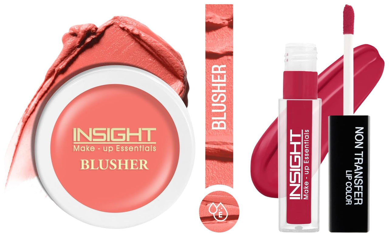 Insight Cosmetics Insight Non Transfer Lip Color Matte Texture12Hrs WaterproofTrue ColorSmudge Proof Paraben Free 100% Veg, 4ml(LG40-05) Crème Blusher, Face Makeup, Soft Salmon, 3.5 gm(B-02=01)