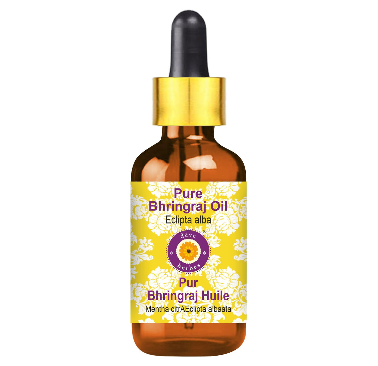 Deve Herbes Pure Bhringraj oil (Eclipta alba) With Glass Dropper Natural Therapeutic Grade 15ml