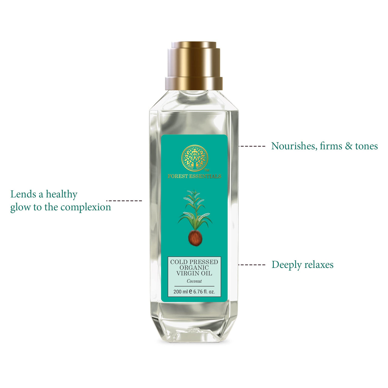 Forest Essentials Organic Cold Pressed Virgin Coconut Oil | Pure Coconut Oil With Vitamin E Massage Oil for Hair & Skin | Cold Pressed Body Oil