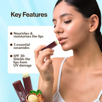 WOW Skin Science Shea Butter Nourishing Lip Balm with Ceramides – Hydrating Lip Balm for Dry, Chapped Lips | Strengthens Lip Skin Barrier | SPF 30 | 4g