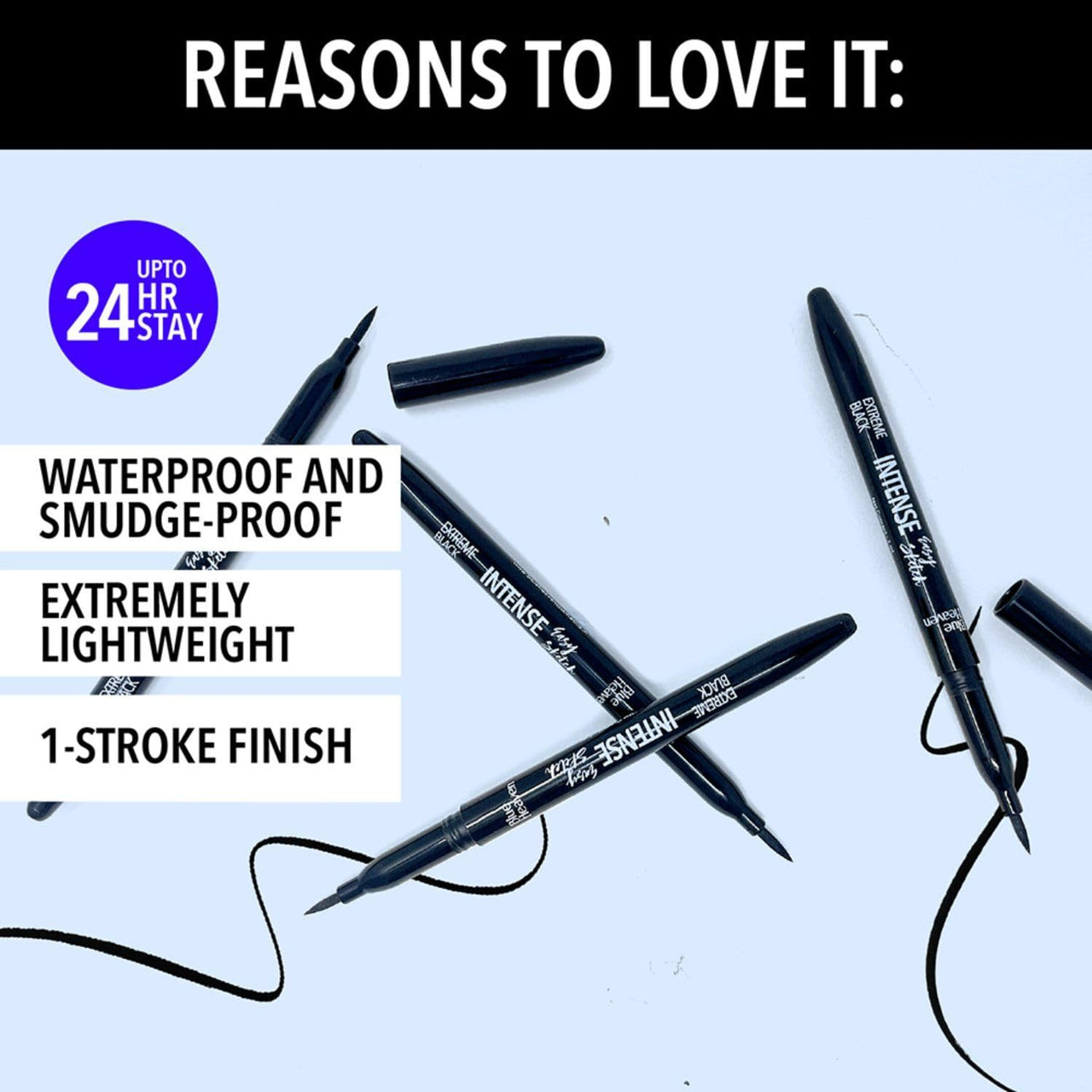 Blue Heaven Intense Easy Sketch Pencil Matte Eyeliner Waterproof, Smudge Proof, Long Lasting, Light Weight Formula, One Stroke Finish, 1Ml,Black