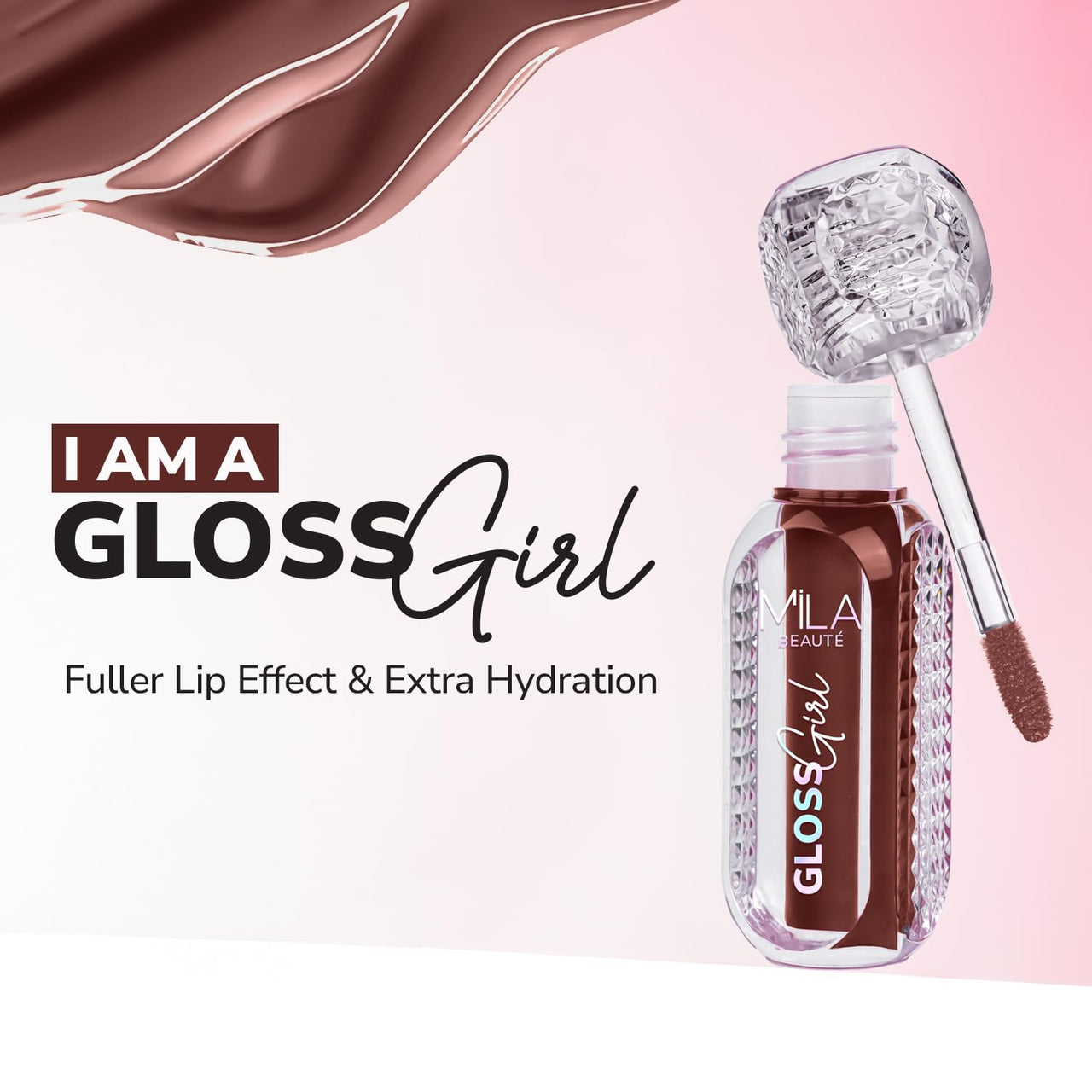 Mila Beauté Gloss Girl Lip Gloss | Enriched With Mango Seed Butter & Hyaluronic Acid | Light Weight & Non-Sticky Formula | Gives Fuller-Lip Effect & Extra Hydration | High Shine Finish - Dont Know, 2.8 ml