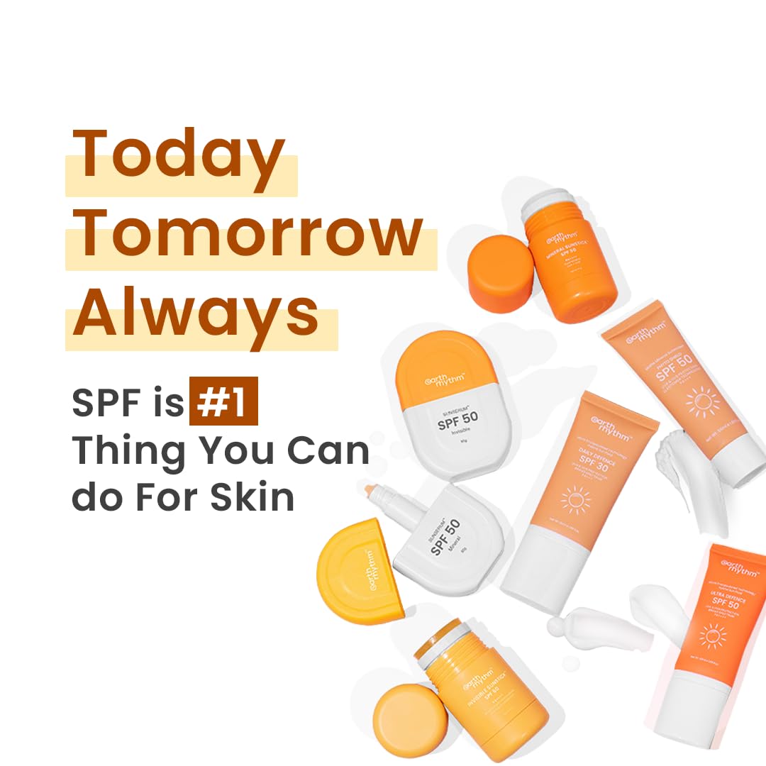 Earth Rhythm Sunscreen Stick SPF 50 Hybrid Sunscreen PA+++ | Zero White cast, Water resistant, | UVA UVB Broad Spectrum Protection | Men & Women – 40g