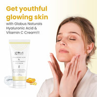 Globus Naturals Hyaluronic Acid & Vitamin C Anti Ageing Face Cream, Enriched with Rose & Glycerine, Skin Lightening & Brightening Formula, 100 ml, Pack Of 2