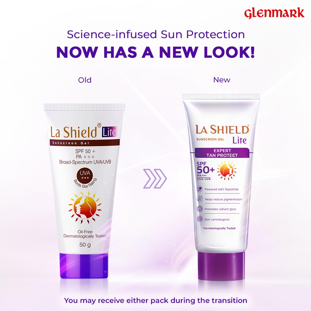 La Shield Lite SPF 50 PA+++ Mineral Sunscreen Gel | Skin brightening in 3 Weeks| No White cast | Broad spectrum | Oil-free | PA +++ | Dermatologist Prescribed | All Skin types | 50g