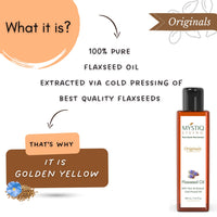Mystiq Living Flaxseed Oil with Omega - 3 for Healthy Hair, Skin & Body | Cold Pressed, 100% Pure & Natural - 100 ML