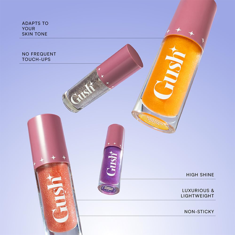 GUSH Pink Tint Colour Changing pH Lip Oil | Long Lasting Hydration & Nourishment | Enriched with Jojoba and Rosehip Oils | Weightless, Non-Sticky & Glossy Finish | (Golden Hour 5ml)