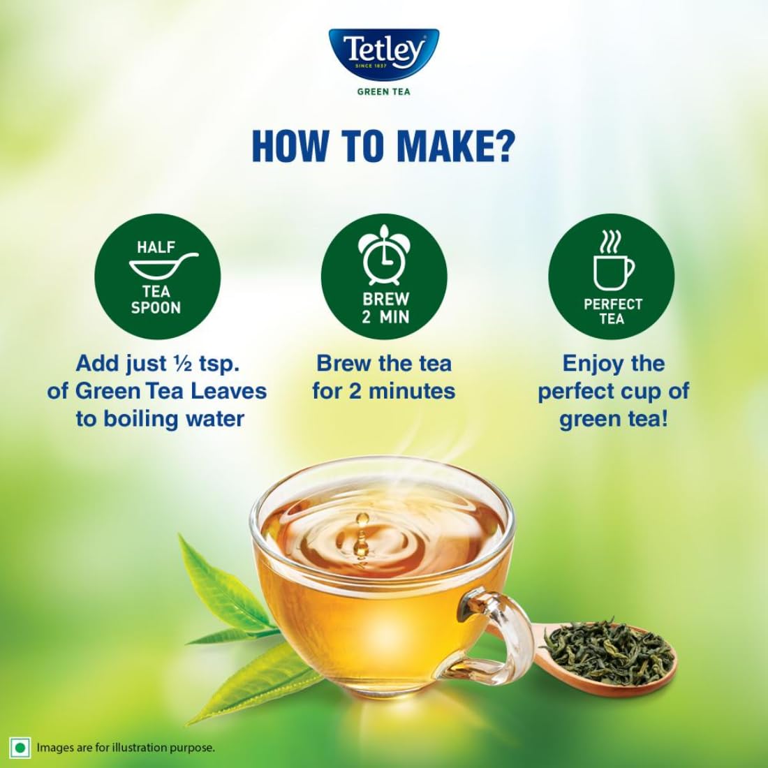 Tetley Loose Green Tea Leaves 100g, Classic Flavour, Immune With Added Vitamin C, Makes 80 Cups, Long Leaf Tea, 5X Antioxidants As An Apple