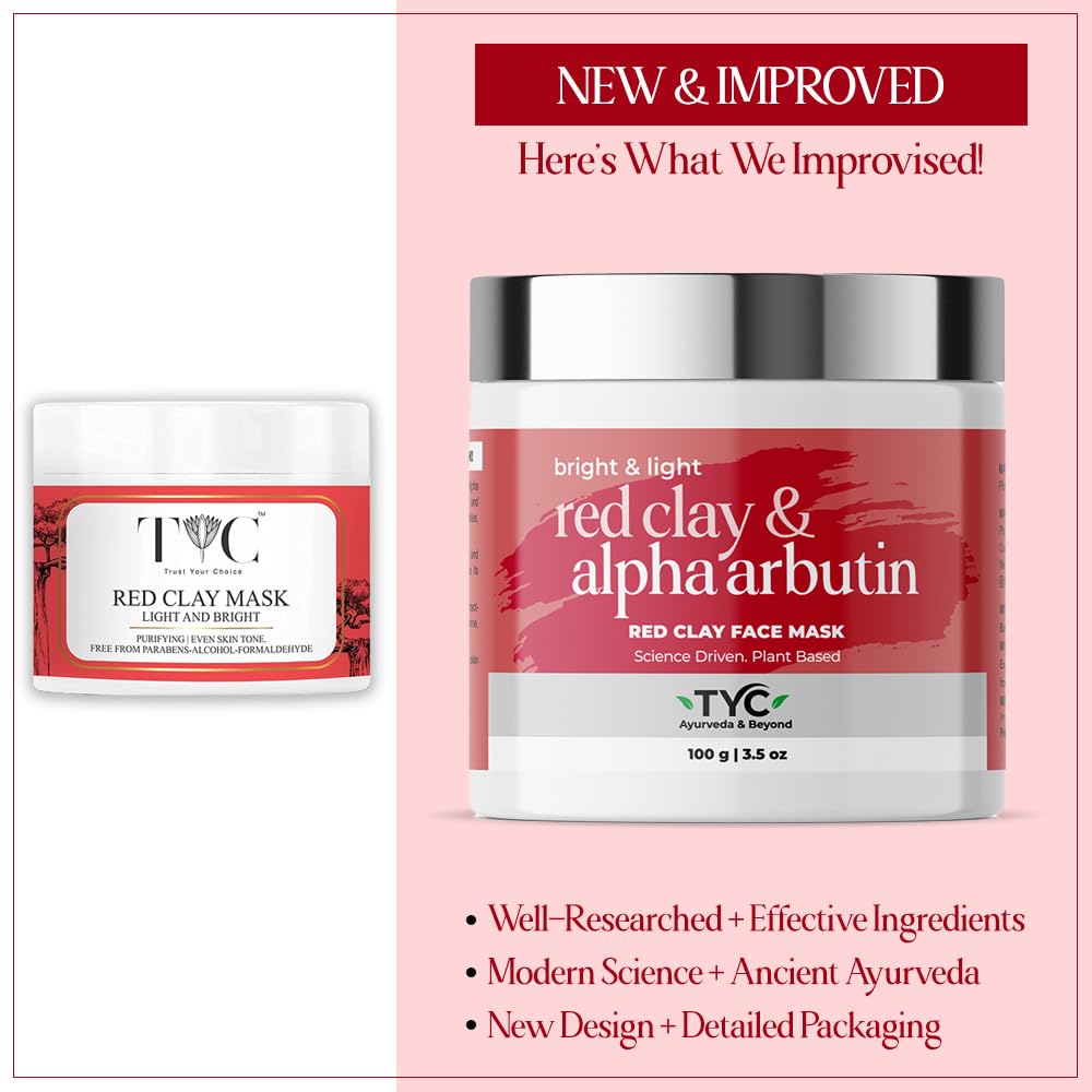 TYC - TRUST YOUR CHOICE Tyc Face Clay Mask Smooth Moisturized And Bright Purifying Even Skin Tone For Men And Women Red Face Mask(100 Gram)