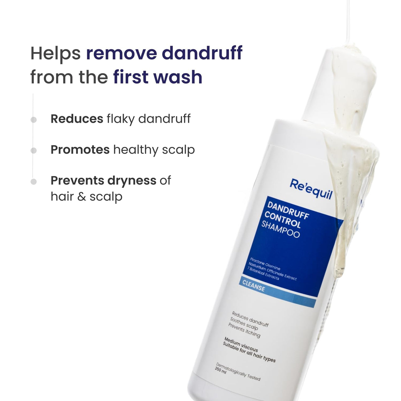 RE' EQUIL Dandruff Control Shampoo | Reduces Dandruff And Regulates Sebum Production | All Hair Types | 250Ml