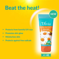 Olivia Sunscreen SPF 40 with UVA, UVB Protection | SPF 50 Sunscreen for Oily Skin | No White Cast | Ultra Protect++ Sun Screen for Combination Skin | Face & Body Lotion for Men & Women | 50g
