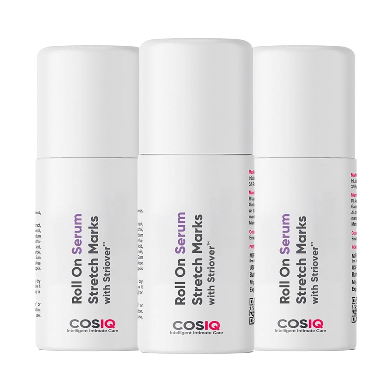Cos-IQ Stretch Marks Removal Roll-On Serum (Pack of 3 X 40ml Each) | with Striover | Scar Removal | Uneven Skin Tone | All Skin Types | 120ml