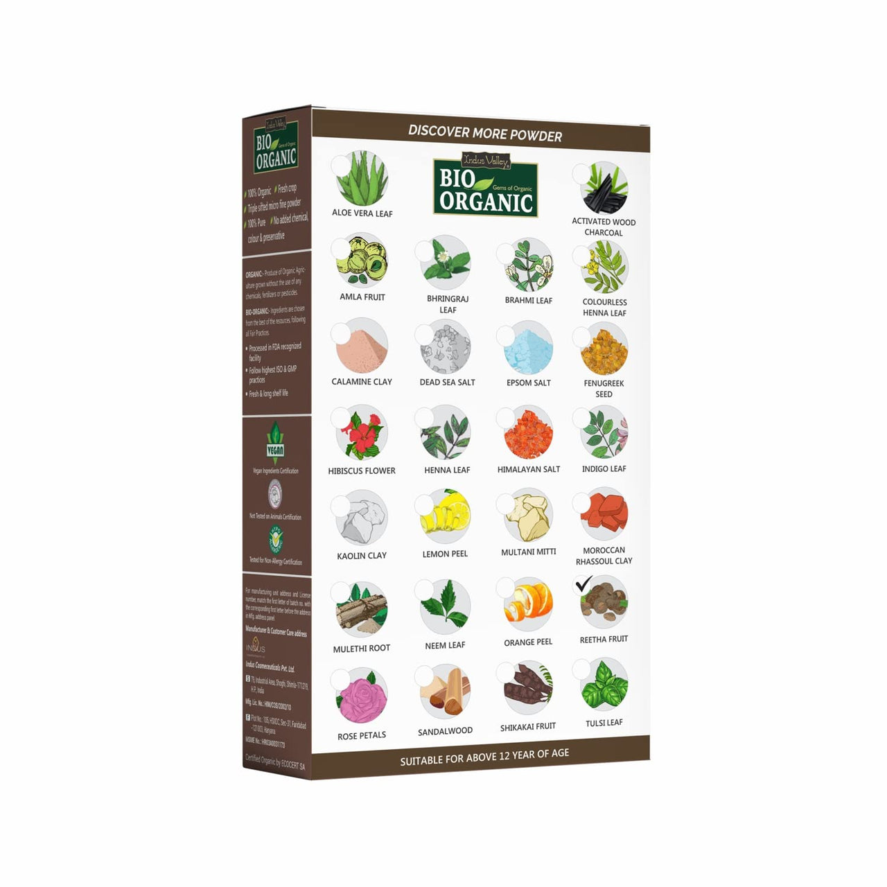 INDUS VALLEY 100% Organic Reetha Powder | Sapindus mukorossi For Hair & Scalp Treatment - (100g)