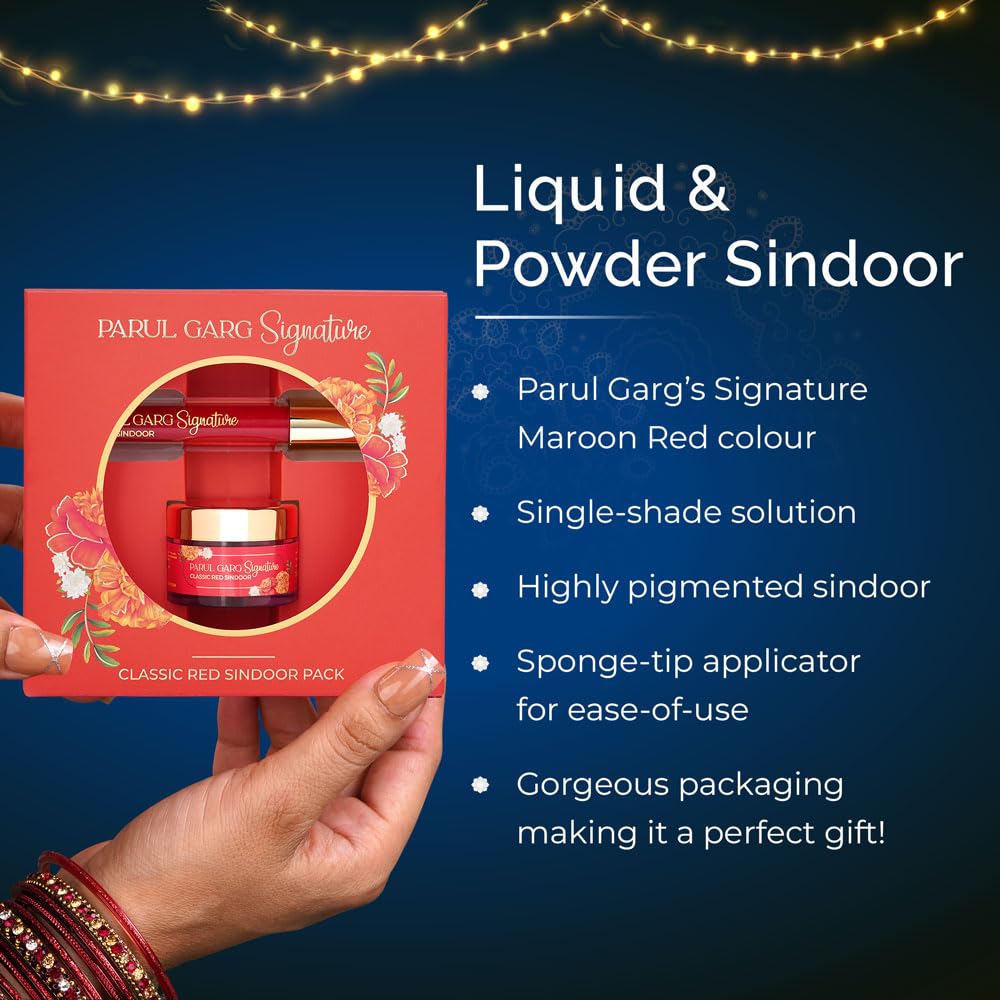 Parul Garg Beauty Signature Sindoor Pack - Deep Maroon Red | Liquid & Powder | Smudge-Proof & Long-Lasting | Intense Pigment | Easy Application | Perfect For Brides & Festivals, 1 count