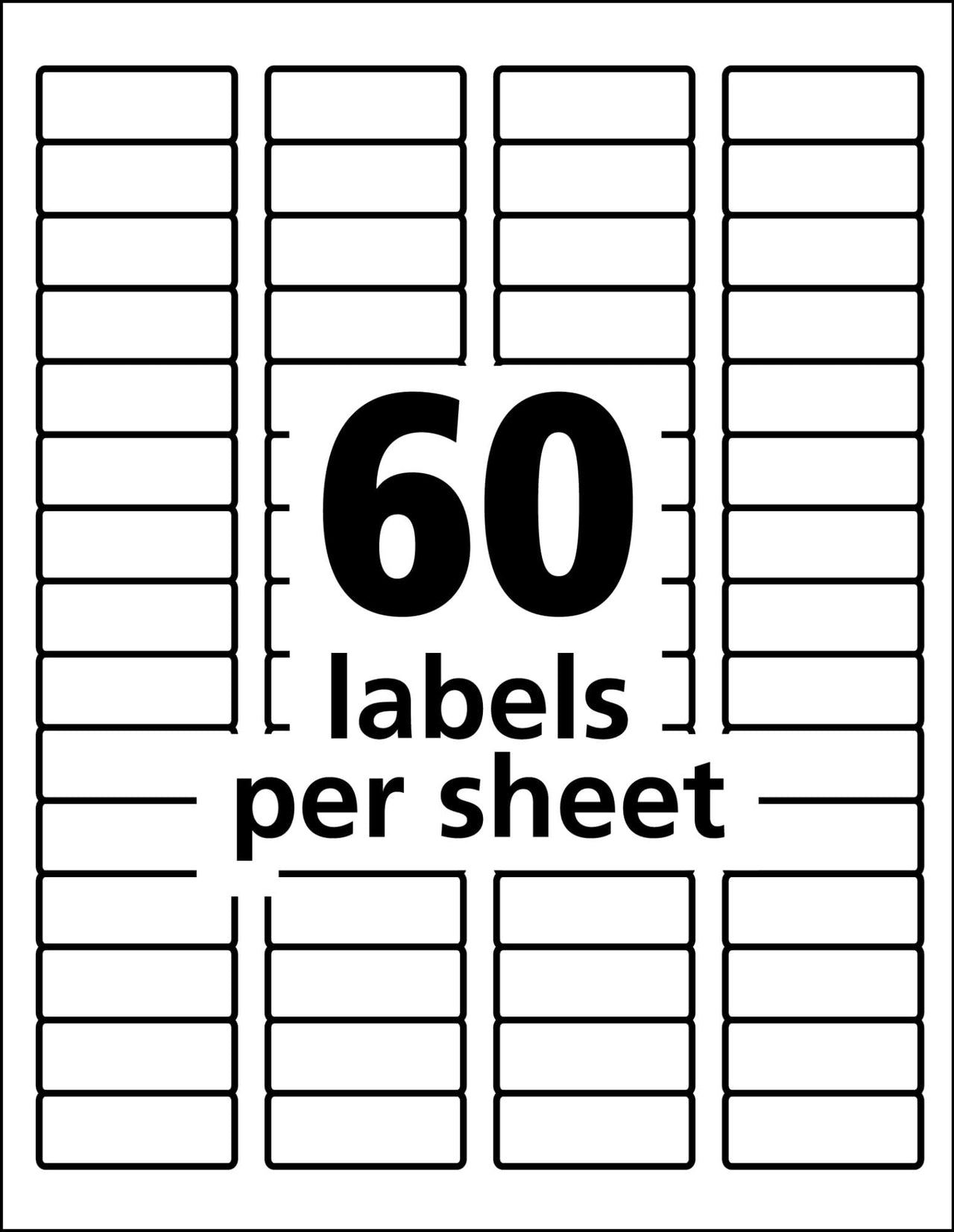 Avery Durable White Cover Up ID Labels for Laser Printers, 0.67 x 1.75, Pack of 3000 (61533) 2/3" x 1-3/4" Label