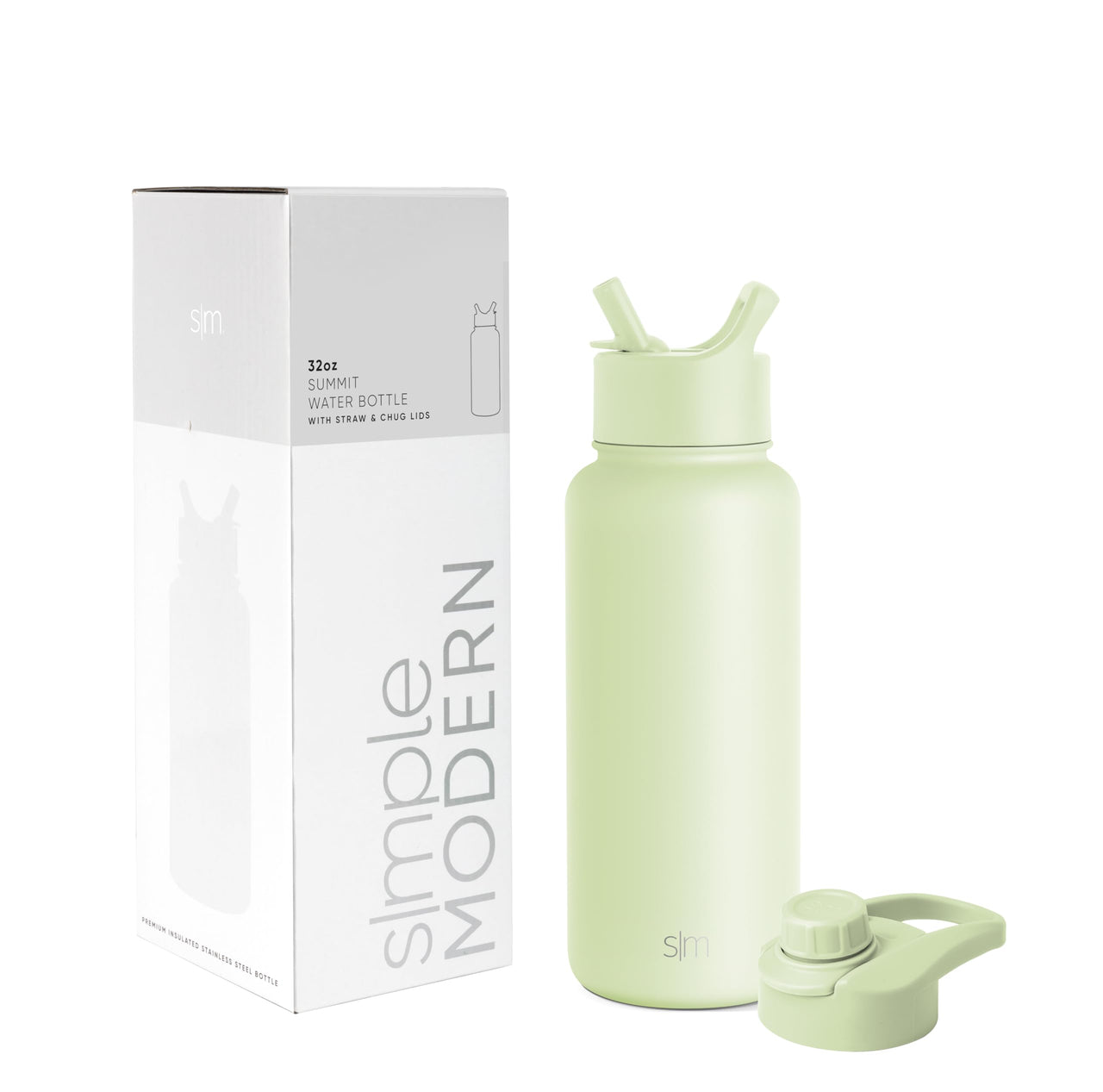 Simple Modern Water Bottle with Straw and Chug Lid Vacuum Insulated Stainless Steel Metal Thermos Bottles | Reusable Leak Proof BPA-Free Flask for Sports Gym | Summit Collection | 32oz, Sandy Seas -Sandy Seas 32oz (2 Lids)