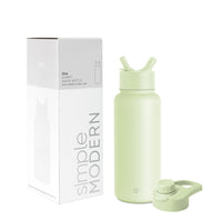 Simple Modern Water Bottle with Straw and Chug Lid Vacuum Insulated Stainless Steel Metal Thermos Bottles | Reusable Leak Proof BPA-Free Flask for Sports Gym | Summit Collection | 32oz, Sandy Seas -Sandy Seas 32oz (2 Lids)