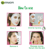 Garnier Skin Naturals, Green Tea, Face Serum Sheet Mask Green, 32g And Garnier Skin Naturals, Sakura White, Face Serum Sheet Mask (Pink, 32g)