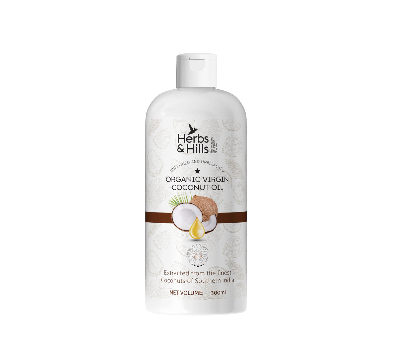Herbs & Hills Coconut Hair Oil 300ml | Coconut Milk and AnaGain for Strong & Shiny Hair | Oil For Hair Fall, Strength, Damage, Thinning | Healthy, Nourished Hair