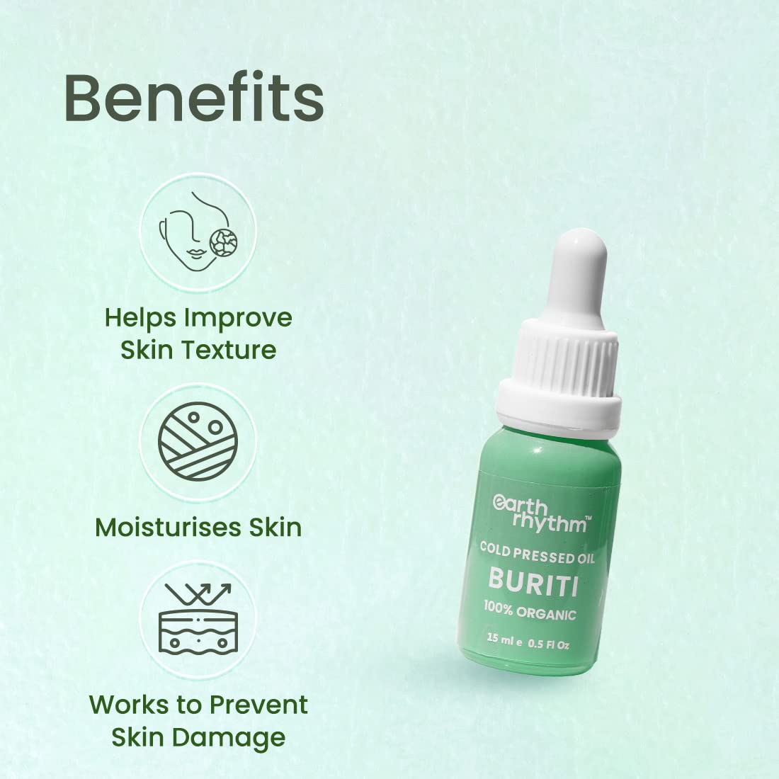 Earth Rhythm Buriti Cold Pressed Facial Oil- 15GM | Repairs, Nourishes, Moisturizes