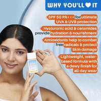 Glamveda Ultra Light Water Sunscreen SPF 50 PA+++ | Hydrating & Nourishing Sunscreen Milk | Broad Spectrum UVA/UVB Protection | No White Cast, Non-Greasy, Fragrance-Free | For All Skin Types | 50ml