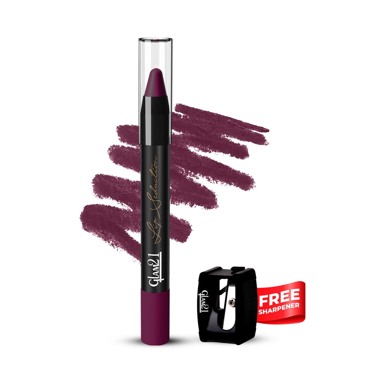 Glam21 Lip Seduction Non- Transfer Crayon Lipstick up to 12 Hours Stay | Lightweight & Longlasting|Creamy Matte | Smudge Proof - 2.8gm|Purple Mousse|12