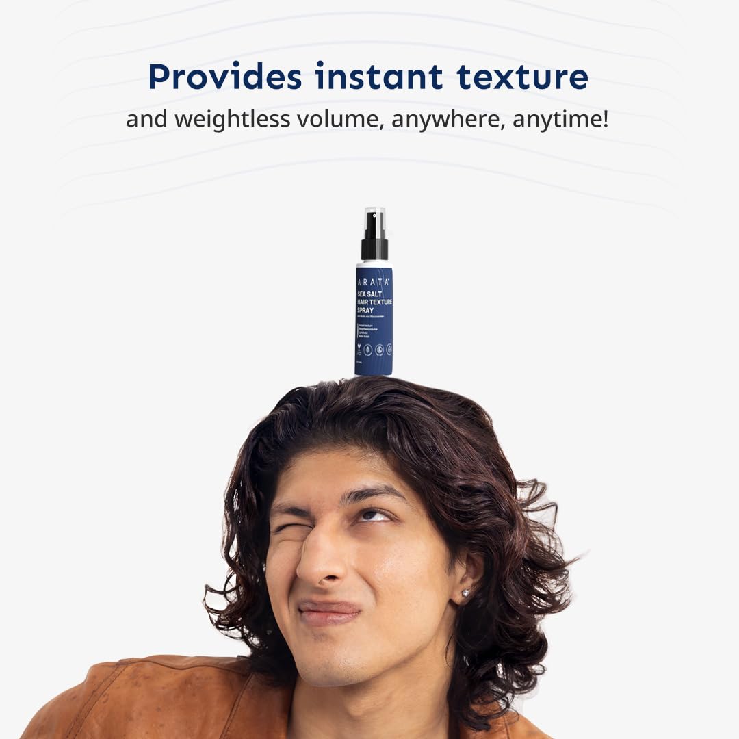 Arata Sea Salt Hair Texture Spray - 50ml | With Niacinamide & Biotin | For Instant Volume, Texture & Beachy Waves | Matte Finish | No-Alcohol Formula For Men & Women | Made For All Indian Hair Types